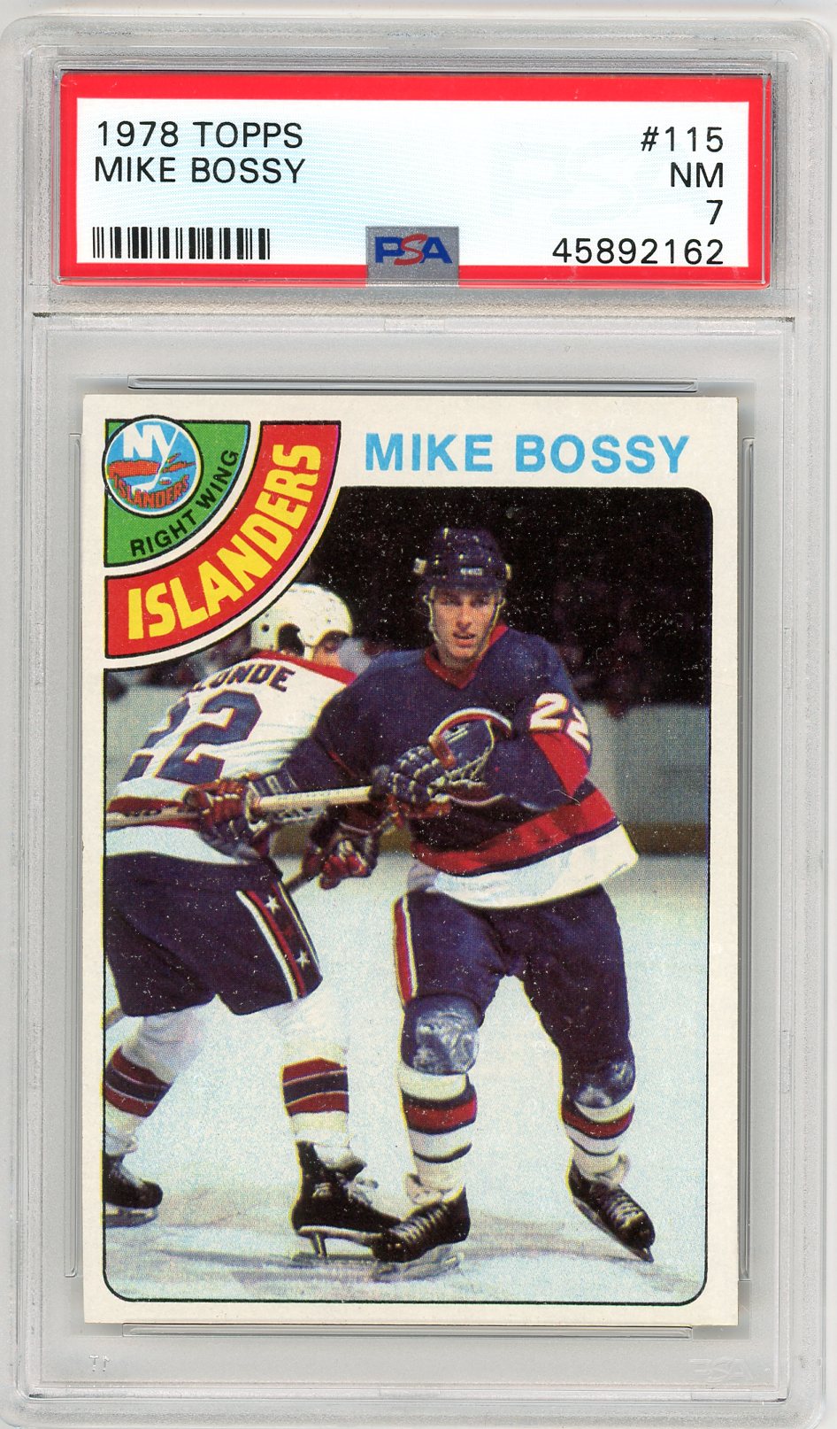 1978 Topps Mike Bossy Graded Hockey Rookie Card #115 PSA 7