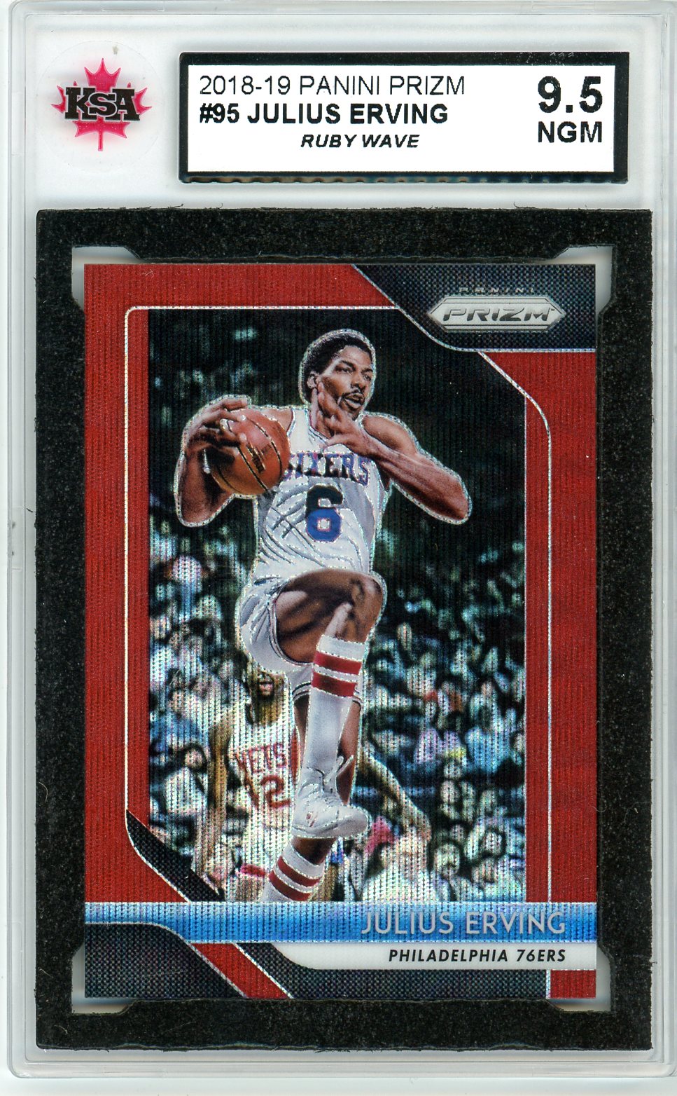 2018/19 Panini Prizm Julius Erving Ruby Wave Graded Card #95 KSA 9.5