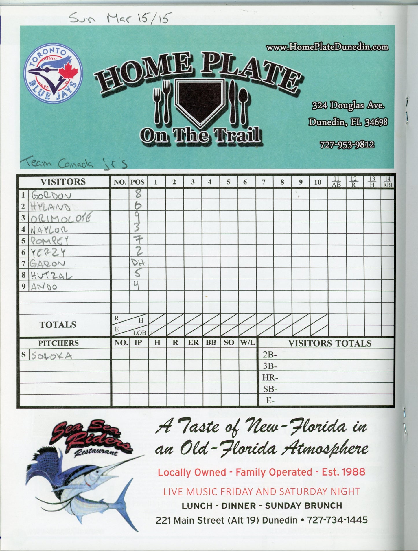 2015 Blue Jays Dunedin, Florida Spring Training Official Program