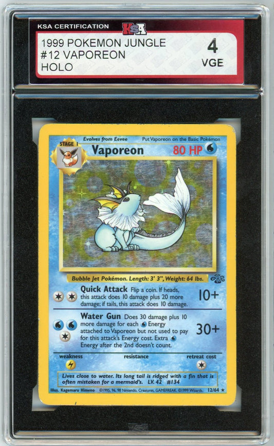 1999 Pokemon Jungle Vaporean Holographic Graded Card #12 KSA 4