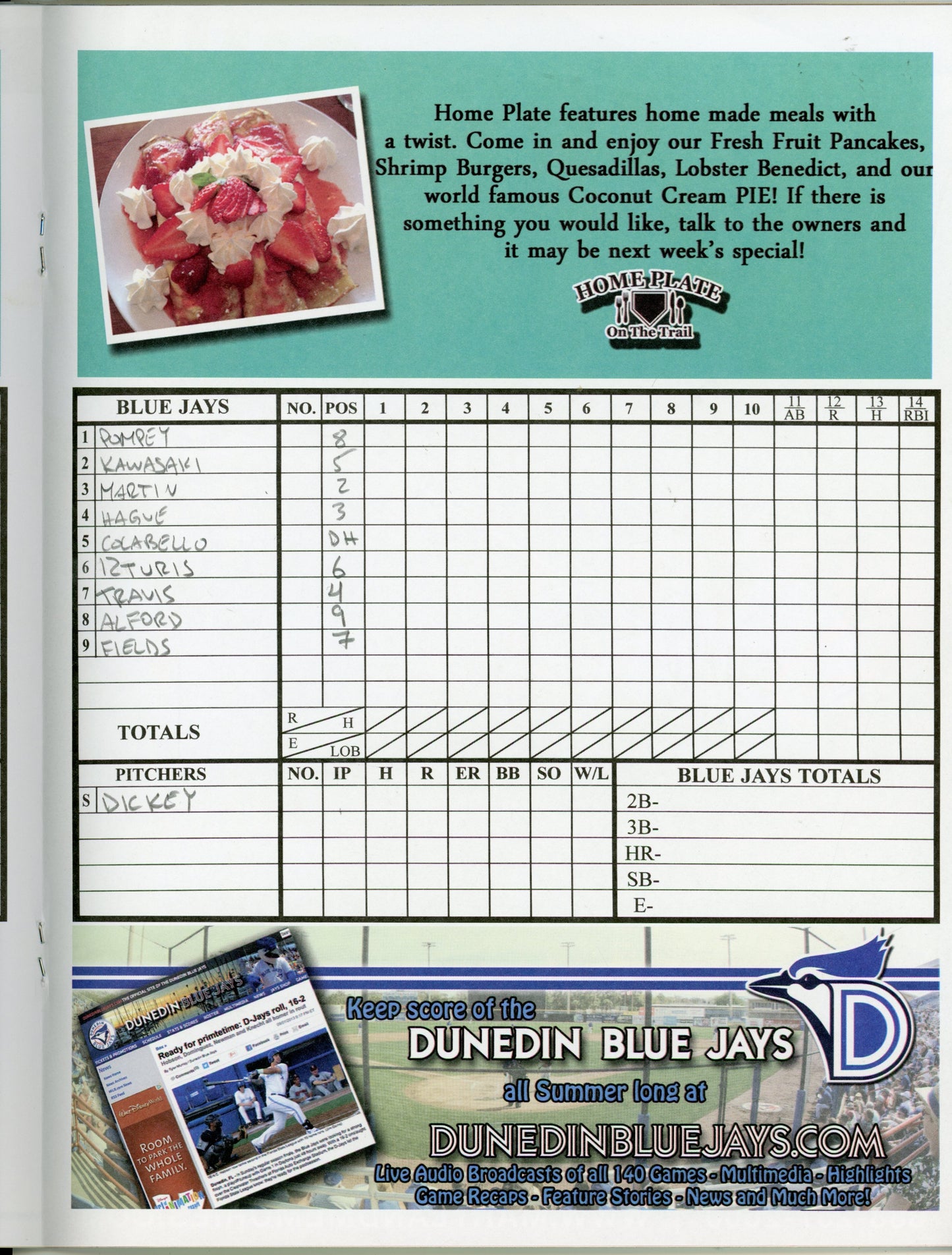 2015 Blue Jays Dunedin, Florida Spring Training Official Program