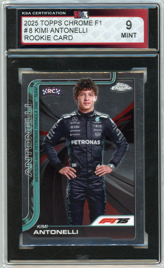 2025 Topps Chrome F1 Formula 1 Kimi Antonelli Graded Rookie Card #8 KSA 9