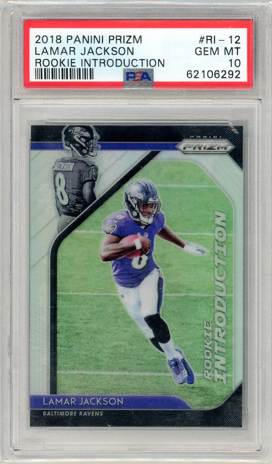 2018 Panini Prizm Lamar Jackson Graded Rookie Card #RI-12 PSA 10