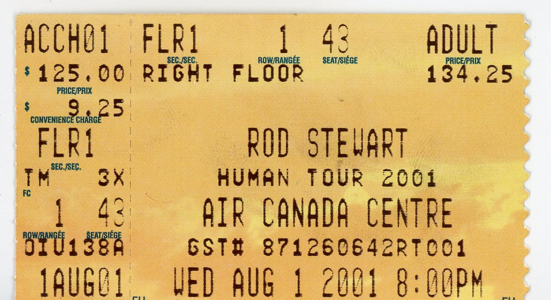 Rod Stewart Vintage Concert Ticket Air Canada Centre (Toronto, 2001)