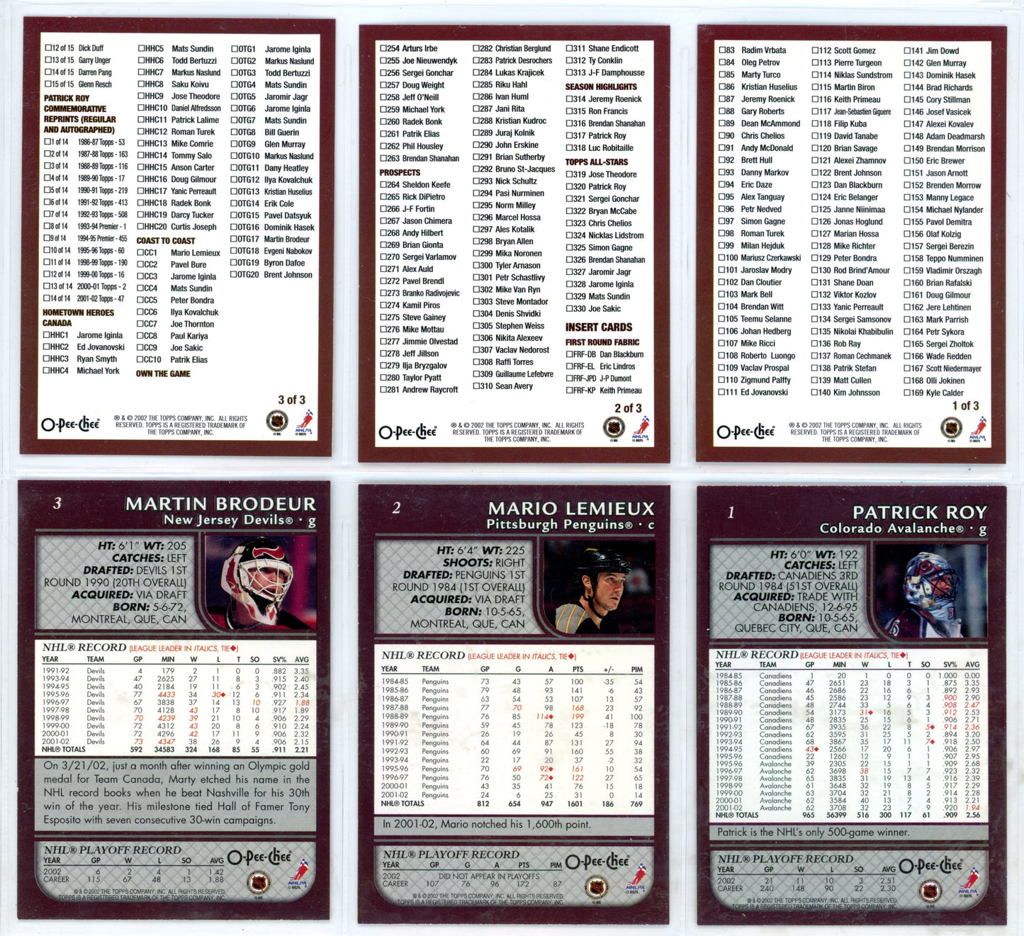 2002/03 OPC O-Pee-Chee NHL Hockey Complete Set (340 Cards) + Insert Sets