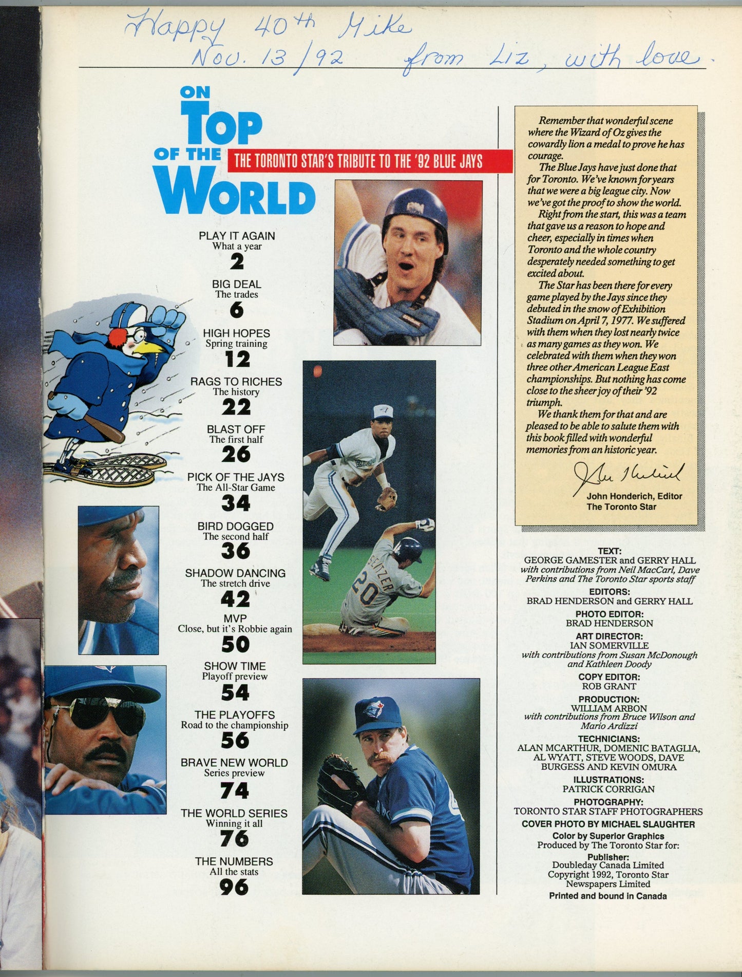On Top of the World: The Toronto Star's Tribute to the '92 Blue Jays Vintage Book