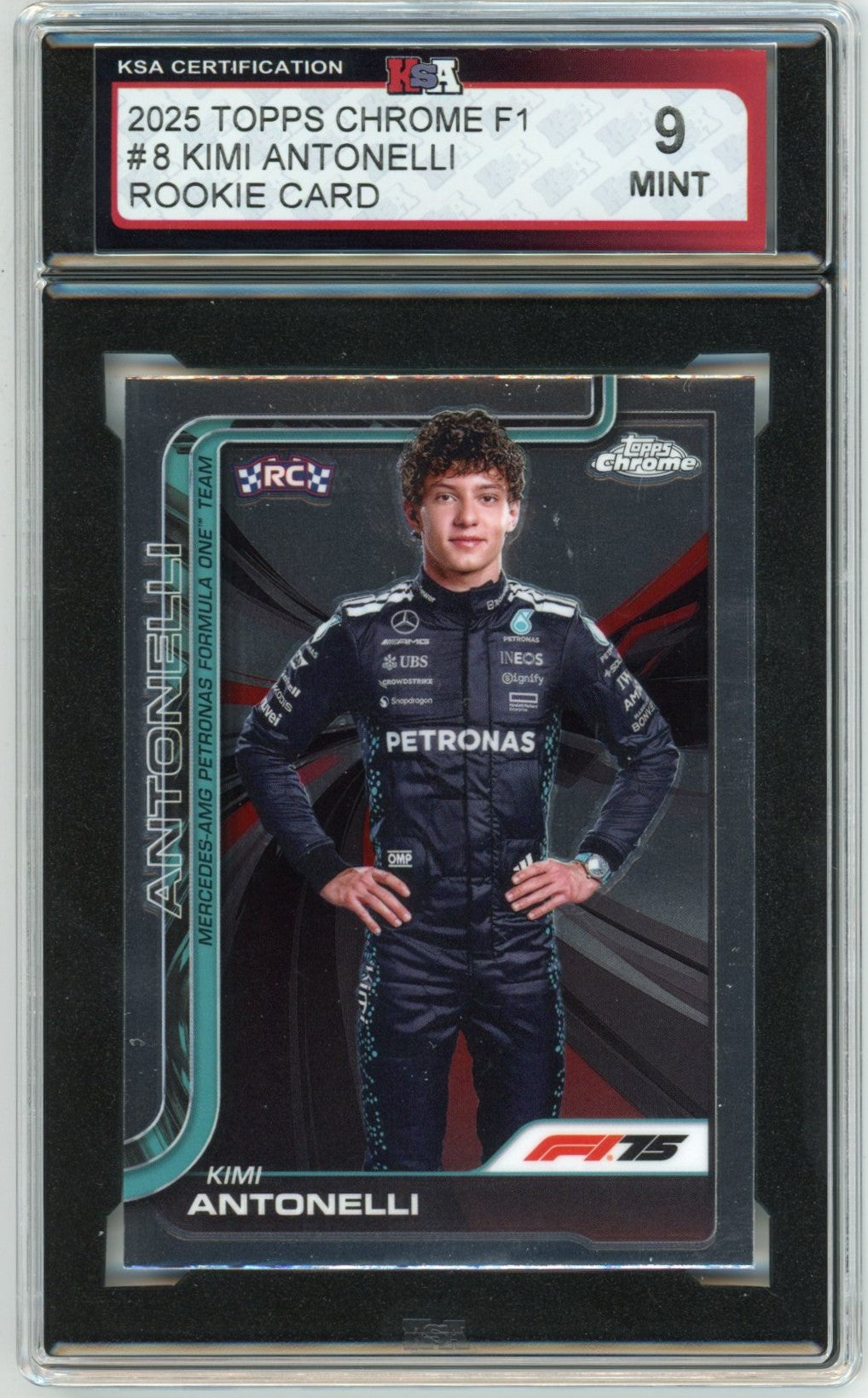 2025 Topps Chrome F1 Formula 1 Kimi Antonelli #8 Graded Rookie Card KSA 9