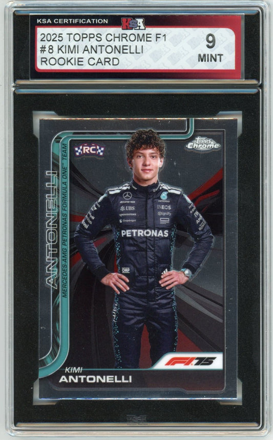 2025 Topps Chrome F1 Formula 1 Kimi Antonelli #8 Graded Rookie Card KSA 9