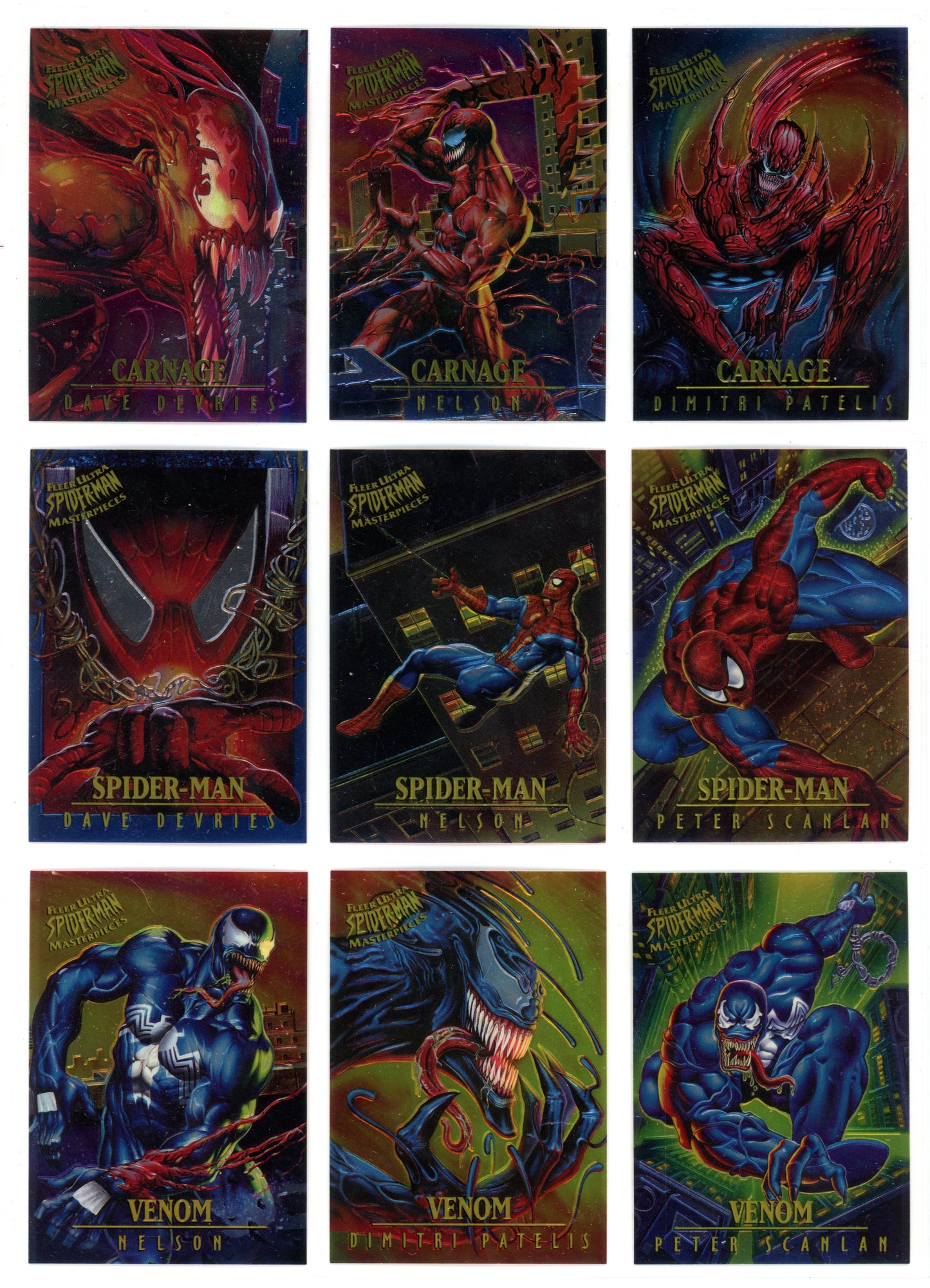 1995 Fleer Ultra Spider-Man Masterpieces Limited Edition Insert Complete Set (9 Cards)