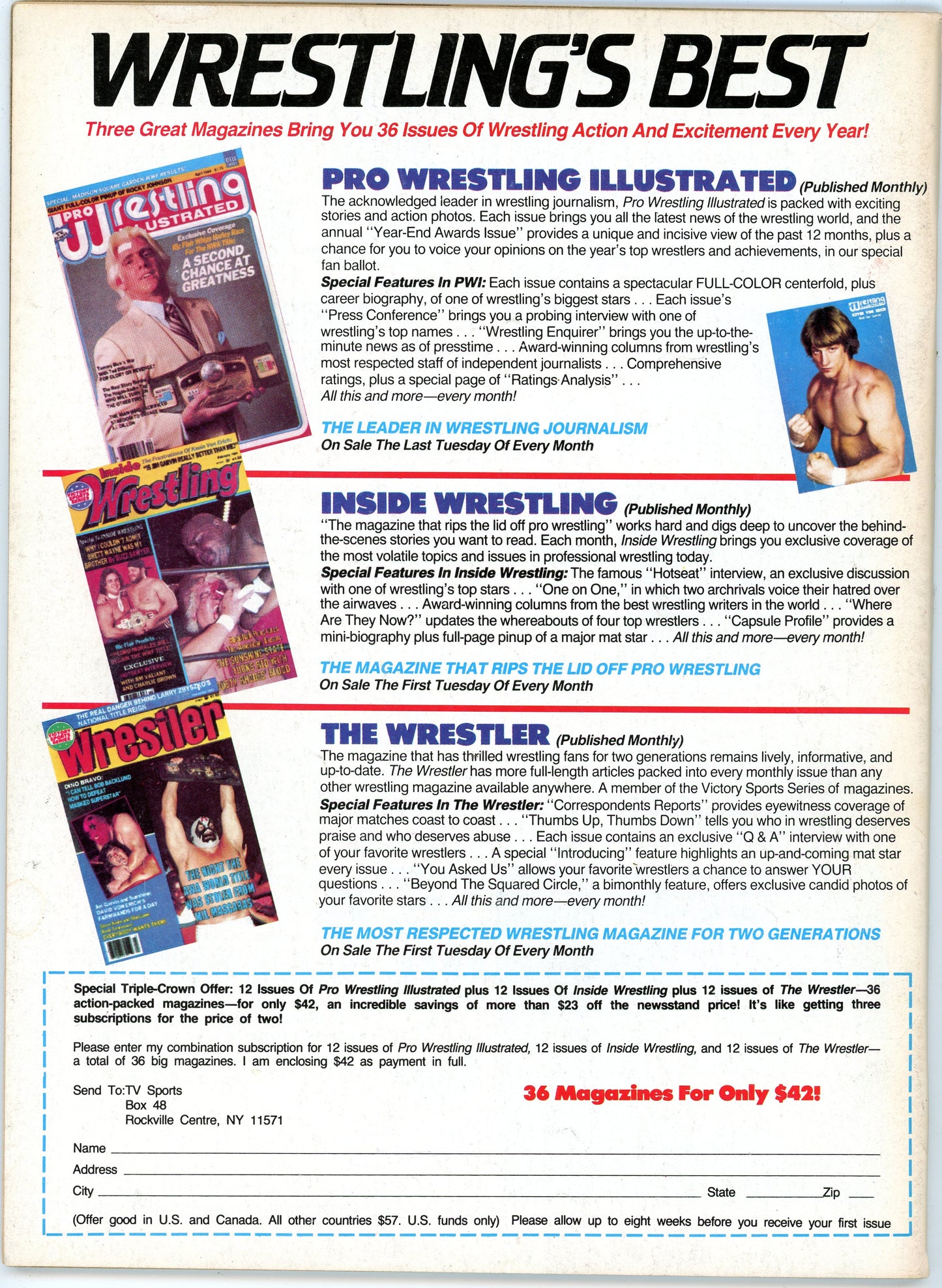 Wrestling USA Vintage Magazine (Spring 1986) Road Warriors, Hulk Hogan