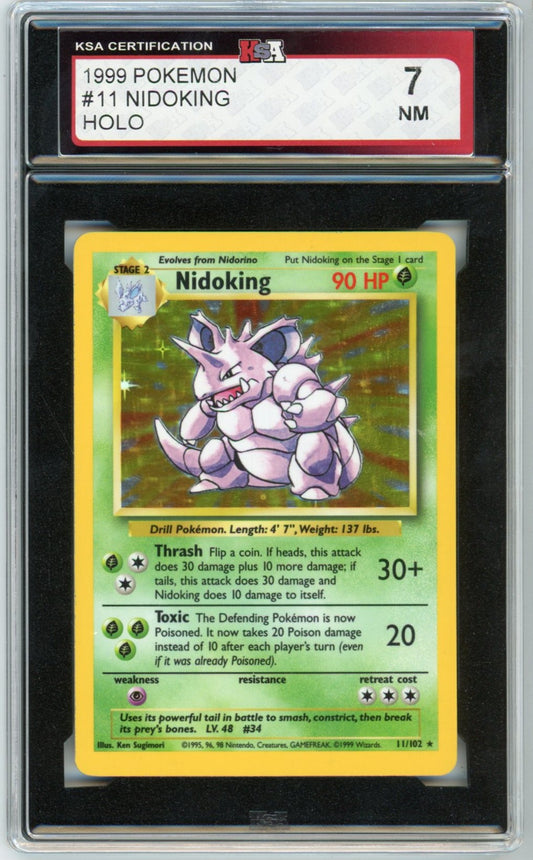 1999 Pokemon Nidoking Holographic #11 Graded Card KSA 7