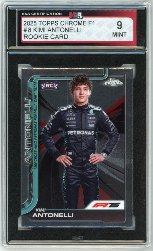 2025 Topps Chrome F1 Formula 1 #8 Kimi Antonelli Graded Rookie Card KSA 9
