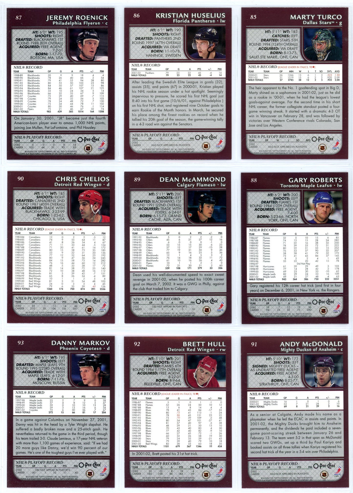 2002/03 OPC O-Pee-Chee NHL Hockey Complete Set (340 Cards) + Insert Sets