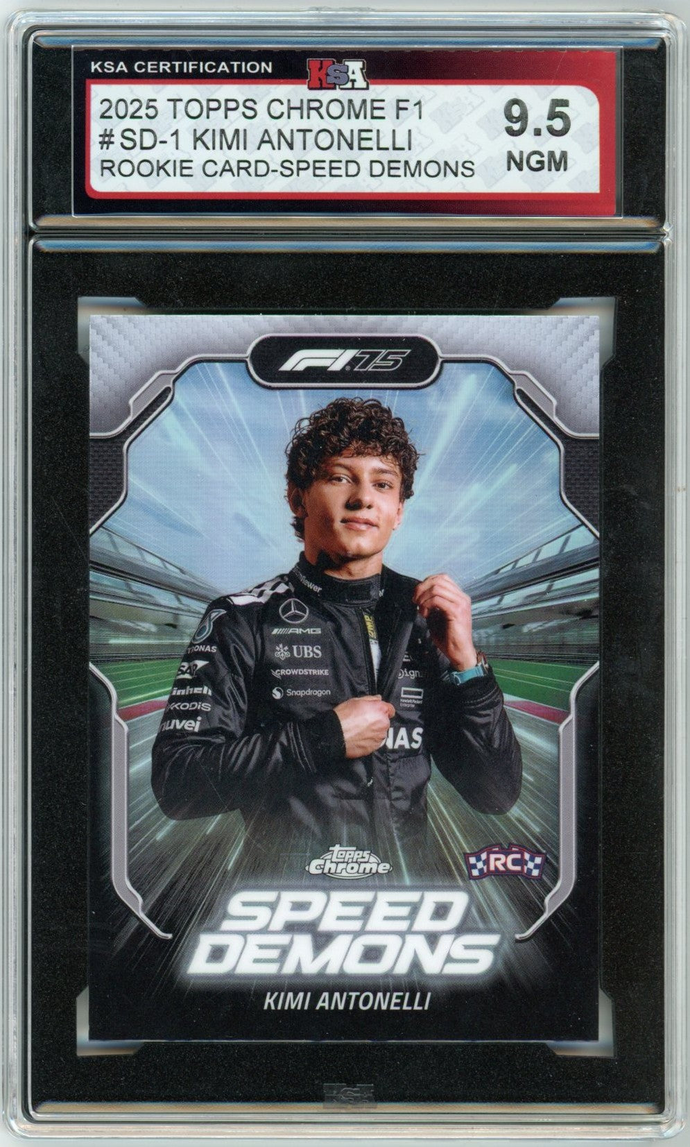 2025 Topps Chrome Formula 1 F1 #SD-1 Kimi Antonelli Speed Demons Graded Rookie Card KSA 9.5