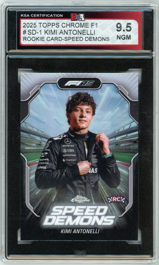 2025 Topps Chrome Formula 1 F1 #SD-1 Kimi Antonelli Speed Demons Graded Rookie Card KSA 9.5