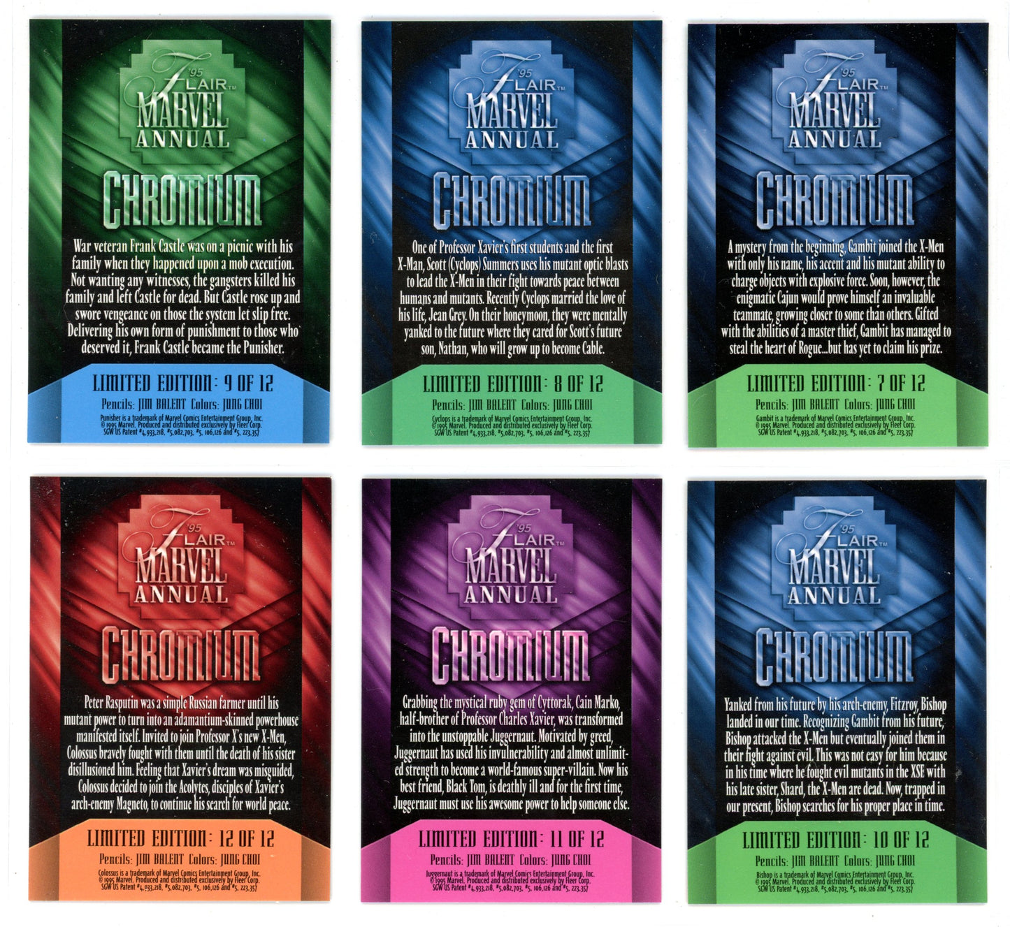 1995 Flair Marvel Annual Chromium Limited Edition Insert Complete Set (12 Cards)
