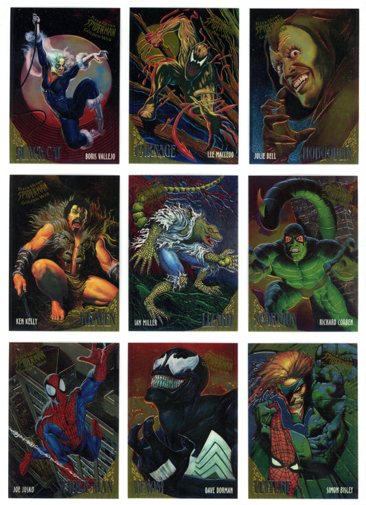 1995 Fleer Ultra Spider-Man Golden Web Limited Edition Insert Trading Card Complete Set (9 Cards)