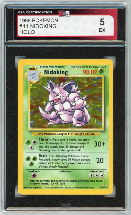 1999 Pokemon Nidoking Holographic Graded Card #11 KSA 5