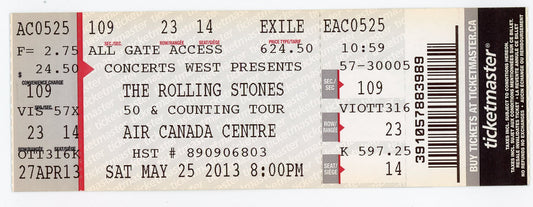 The Rolling Stones Vintage Concert Ticket Air Canada Centre (Toronto, 2013)