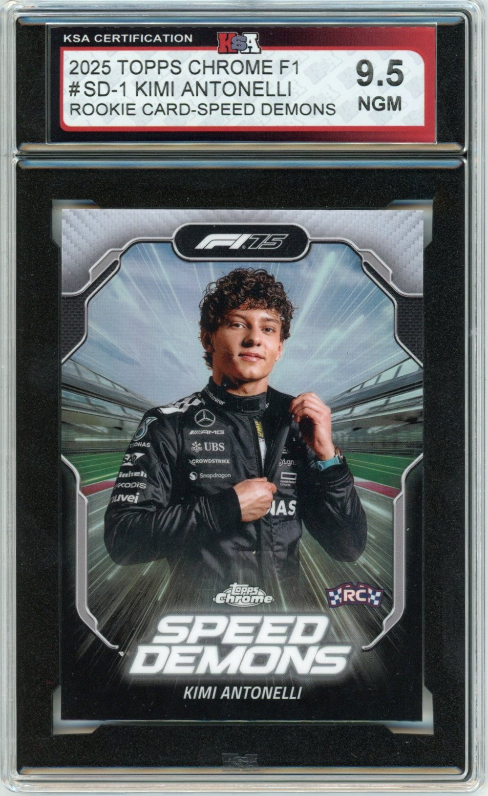 2025 Topps Chrome Formula 1 F1 Kimi Antonelli Speed Demons #SD-1 Graded Rookie Card KSA 9.5