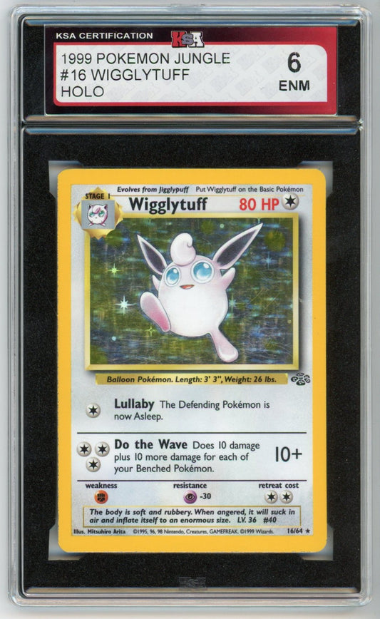 1999 Pokemon Jungle Wigglytuff Holographic Graded Card #16 KSA 6