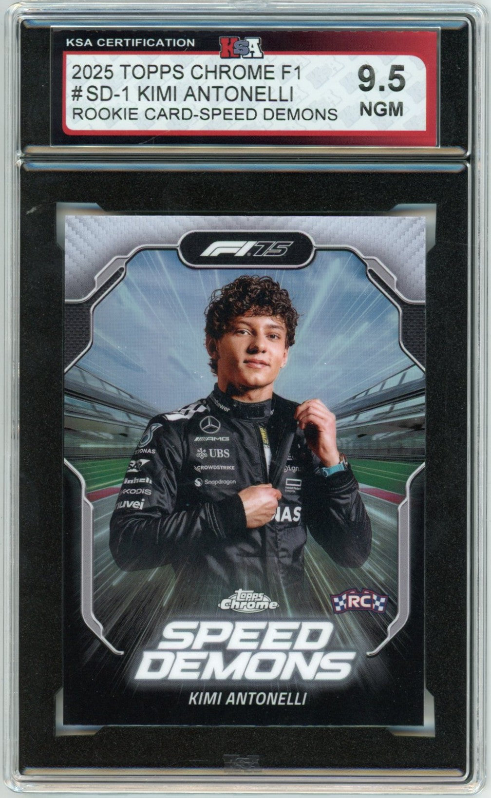 2025 Topps Chrome F1 Formula 1 Kimi Antonelli Speed Demons Graded Rookie Card #SD-1 KSA 9.5