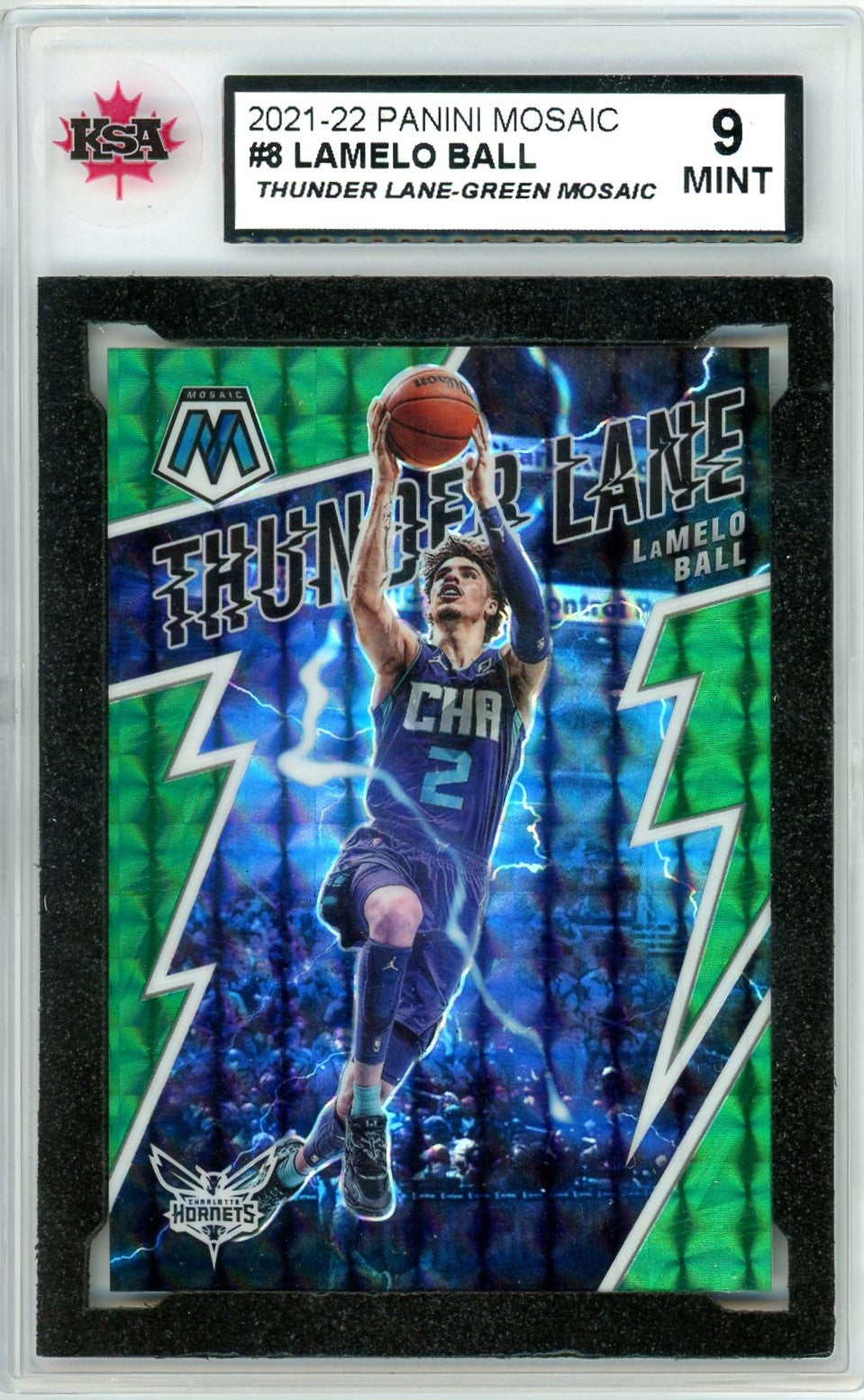 2021/22 Panini Mosaic Lamelo Ball Green Graded Card #8 KSA 9