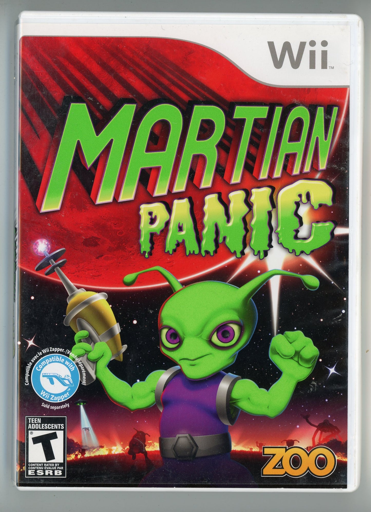 2010 Zoo Martian Panic Wii Video Game Disc In Box