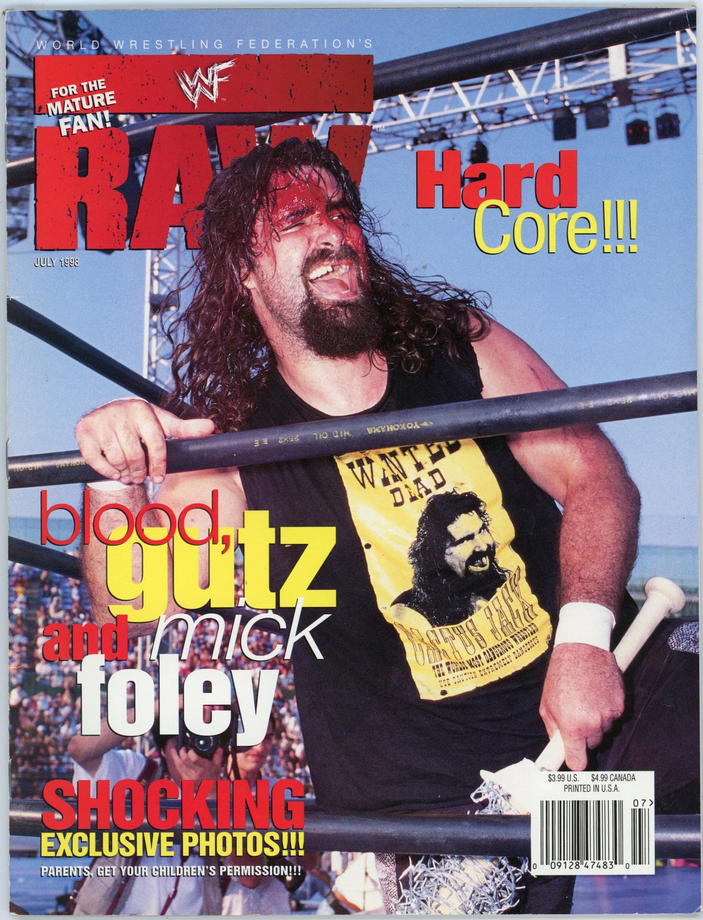 WWF WWE Raw Wrestling Magazine (July 1998) Mick Foley Cover