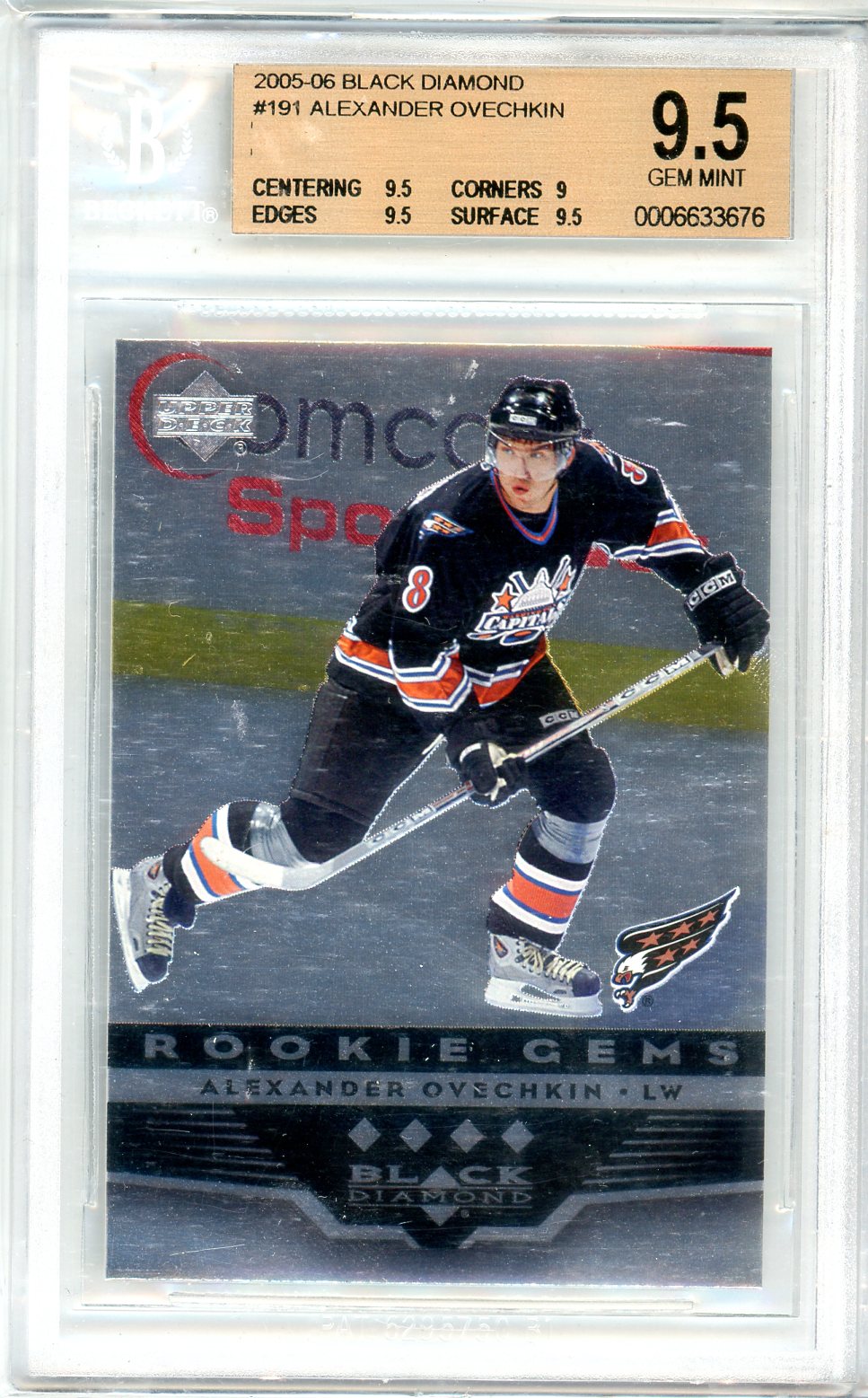 2005/06 Black Diamond Alexander Ovechkin Graded Rookie Card #191 BGS 9.5