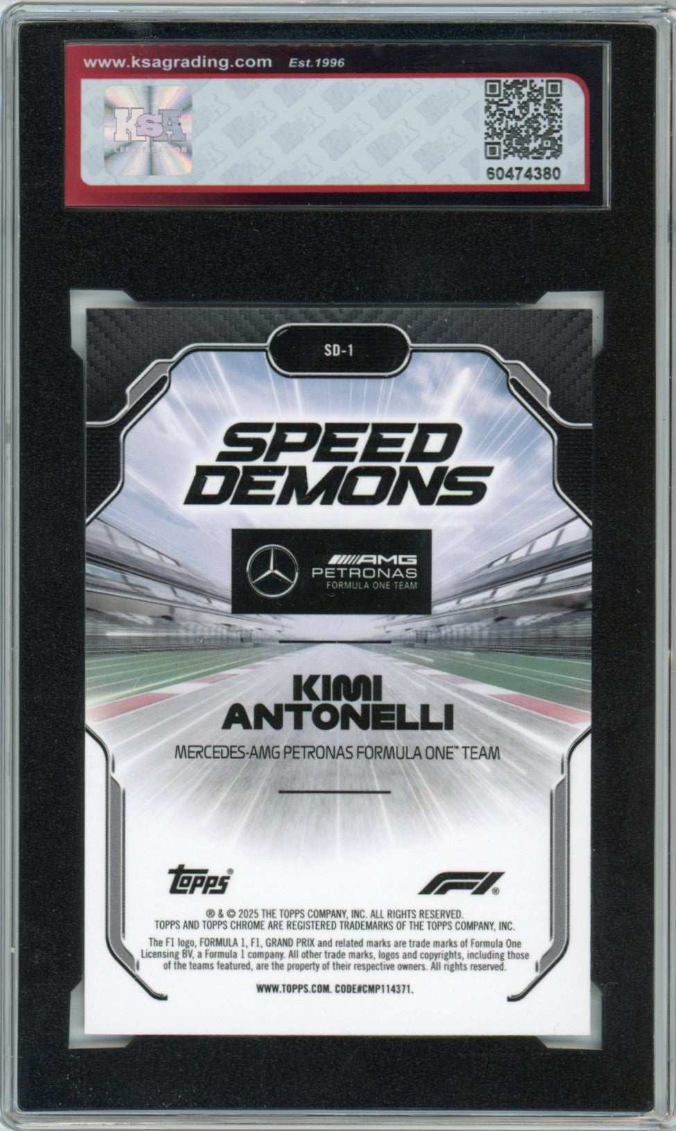 2025 Topps Chrome Formula 1 F1 Kimi Antonelli Speed Demons Graded Rookie Card #SD-1 KSA 9.5
