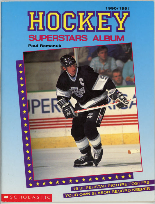 1990/91 Scholastic Hockey Superstars Album (16 Superstar Picture Posters) Wayne Gretzky Cover