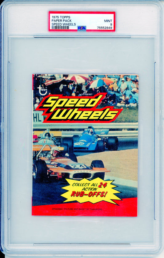 1975 Topps Paper Pack Speed Wheels Graded PSA 9