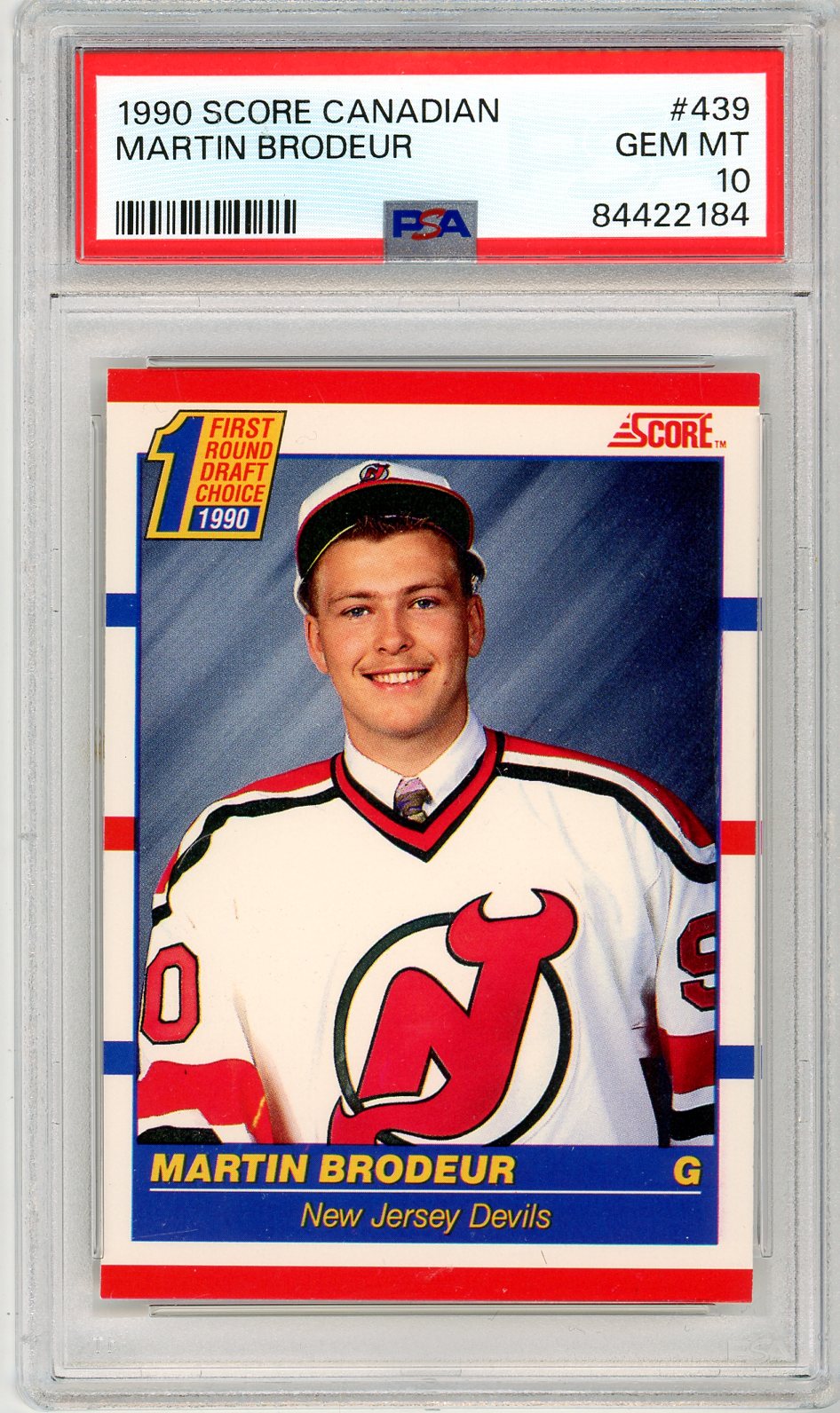 1990 Score Canadian Martin Brodeur Graded Rookie Card #439 PSA 10