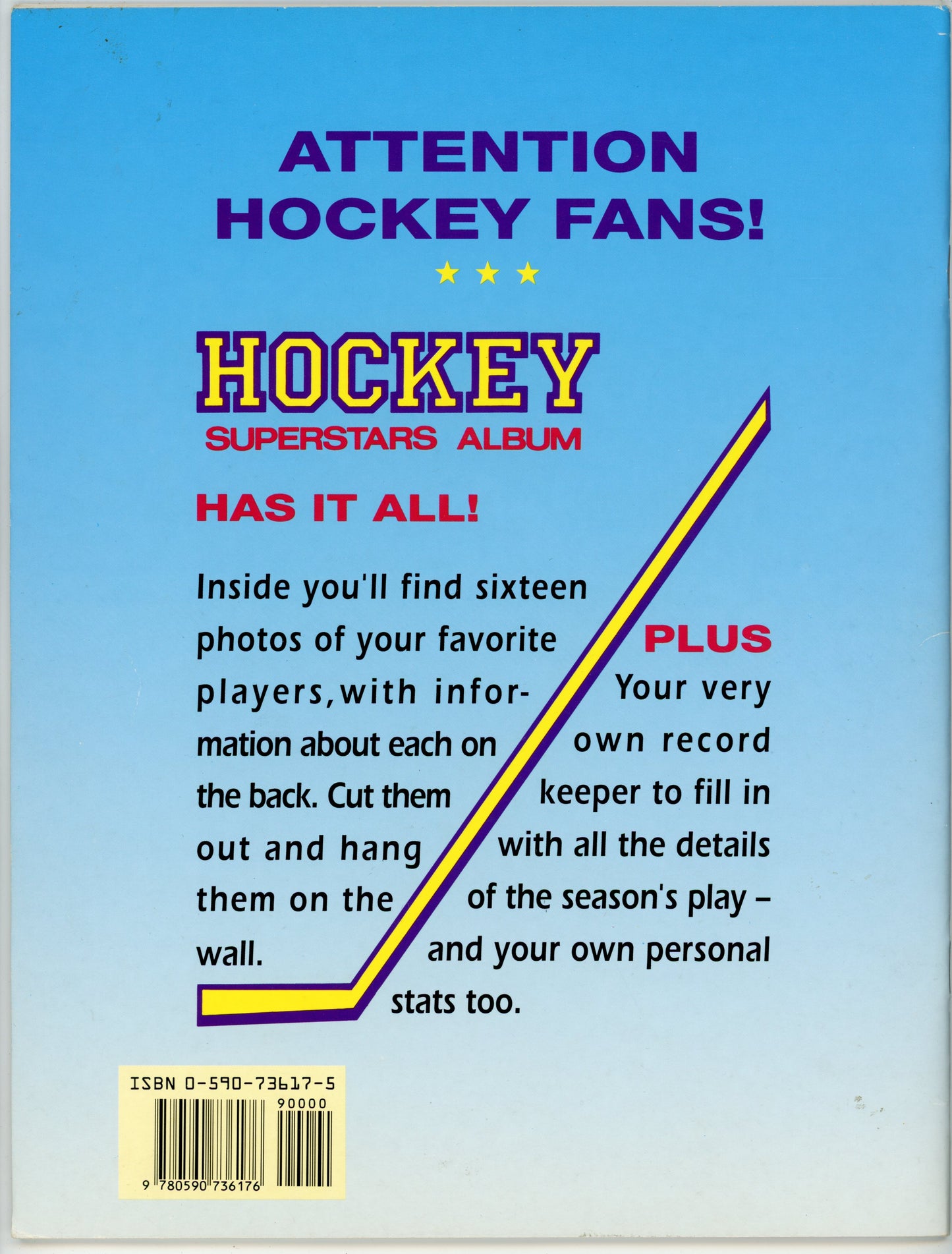 1990/91 Scholastic Hockey Superstars Album (16 Superstar Picture Posters) Wayne Gretzky Cover
