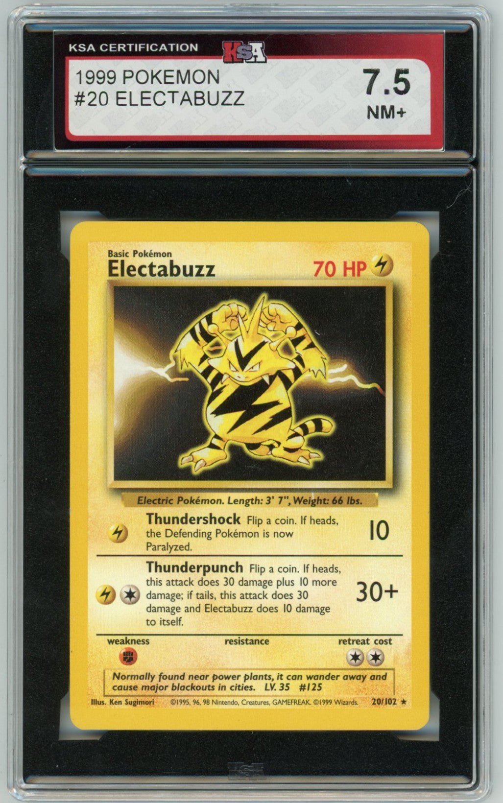 1999 Pokemon Electabuzz Graded Card #20 KSA 7.5