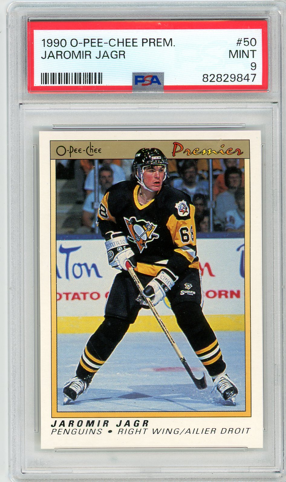 1990 O-Pee-Chee OPC Premier Jaromir Jagr Graded Rookie Card #50 PSA 9