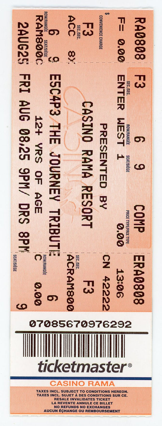 E5C4P3 (Journey Tribute) Concert Ticket Casino Rama Resort (Orillia, 2025)