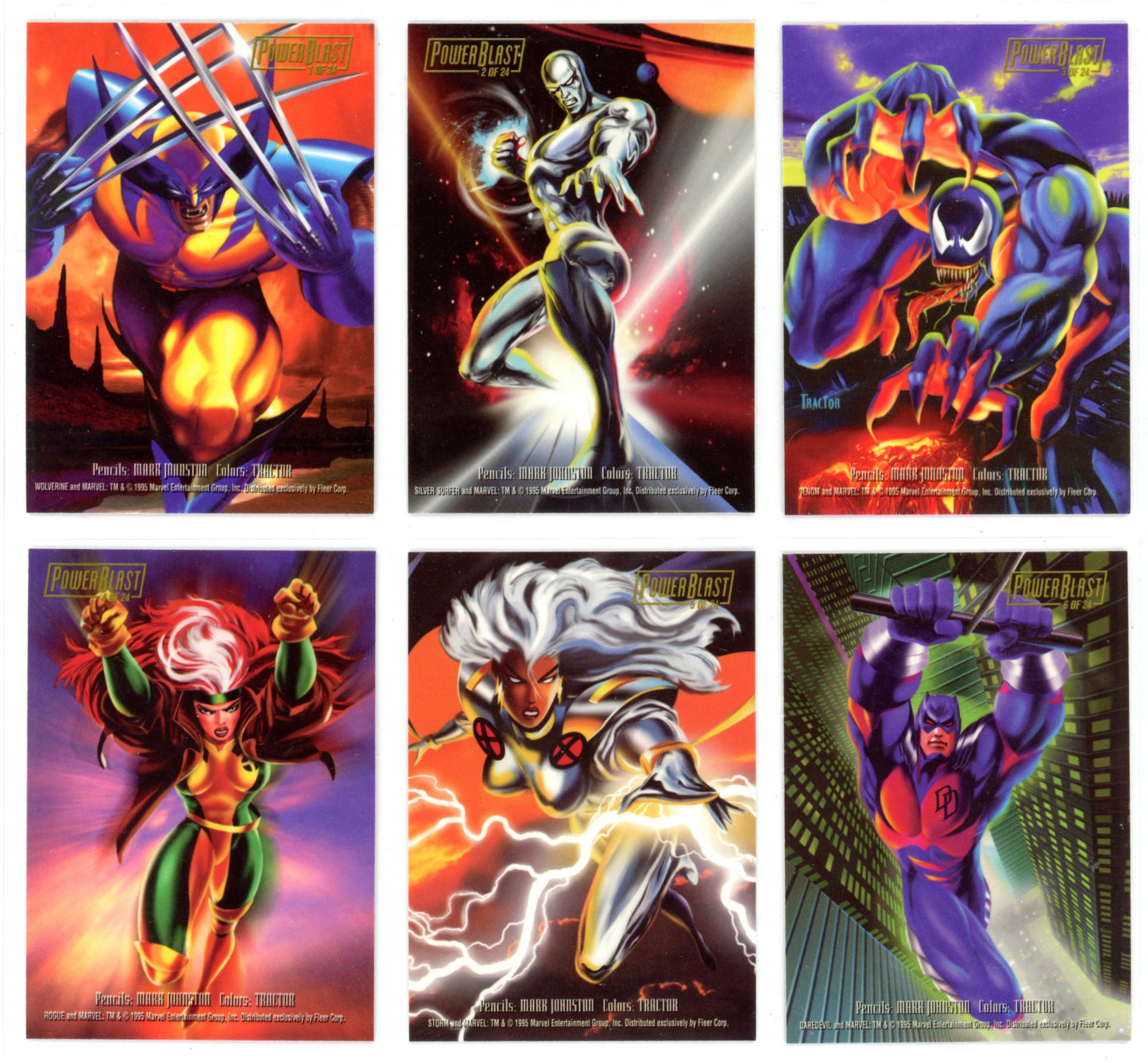 1995 Flair Marvel Annual PowerBlast Trading Card Insert Complete Set (24 Cards)