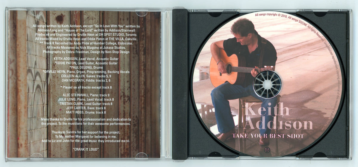Keith Addison Take Your Best Shot (2010) Canadian Album Vintage CD
