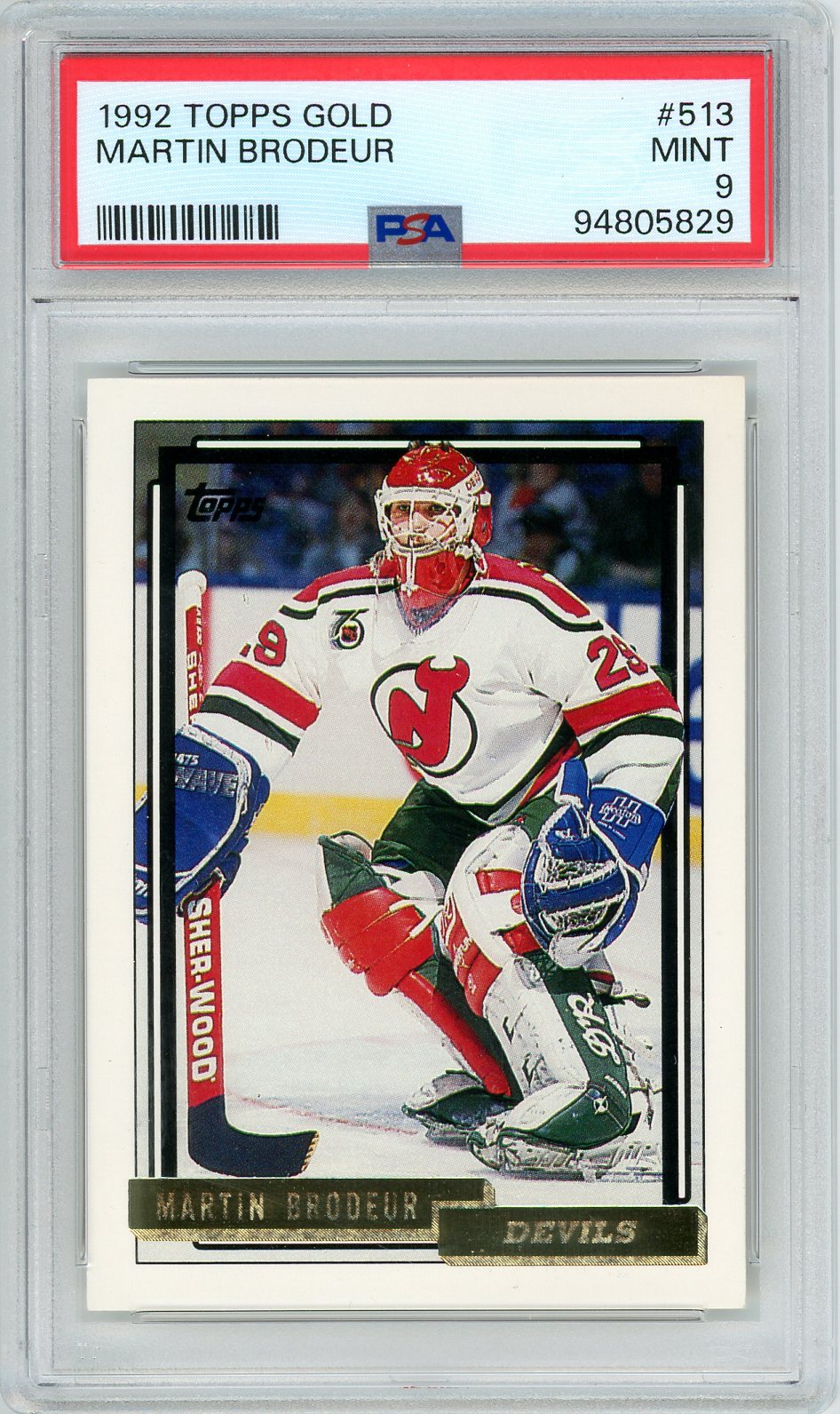 1992 Topps Gold Martin Brodeur Graded Card #513 PSA 9