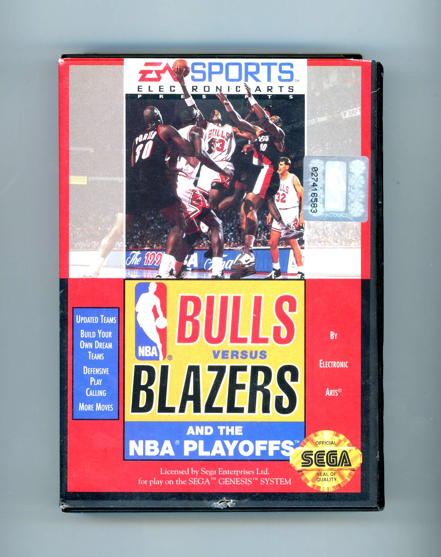 1993 EA Sports Bulls VS Blazers Sega Genesis Video Game Cartridge Complete in Box