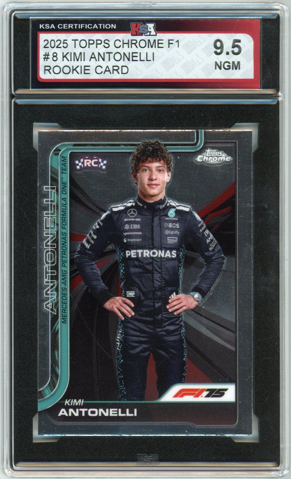2025 Topps Chrome F1 Formula 1 Kimi Antonelli Graded Rookie Card #8 KSA 9.5