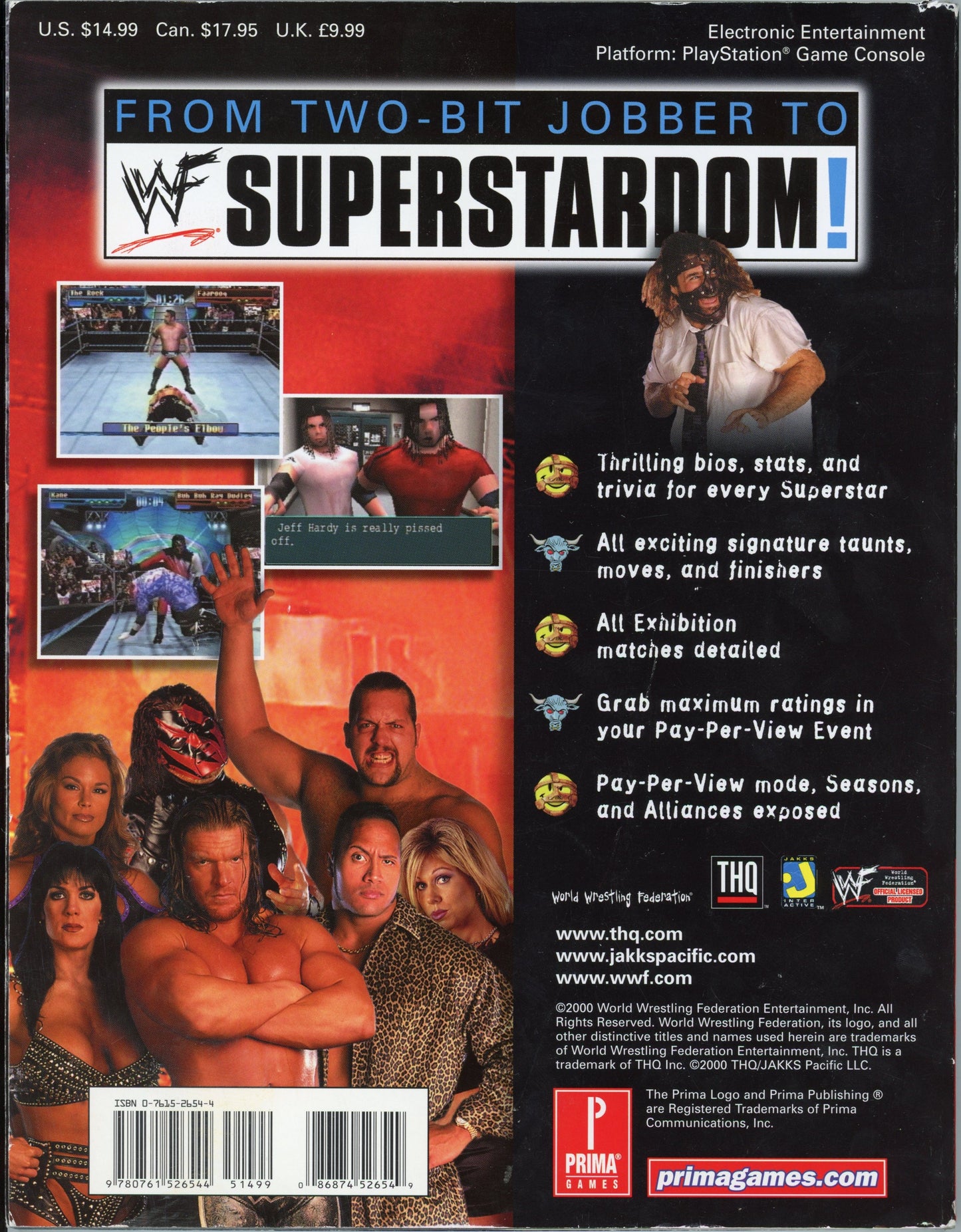 2000 Prima Games WWF Smackdown Official Video Game Strategy Guide + Poster