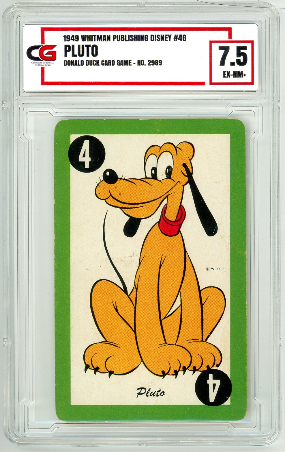 1949 Whitman Publishing Disney Donald Duck Card Game Graded Pluto Card CG 7.5