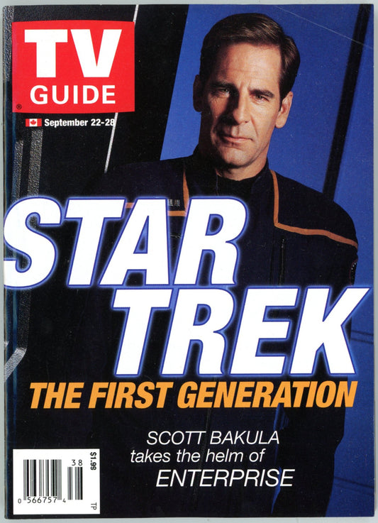 TV Guide Canada Vintage Magazine (September 22-28 2001) Newsstand Star Trek Scott Bakula