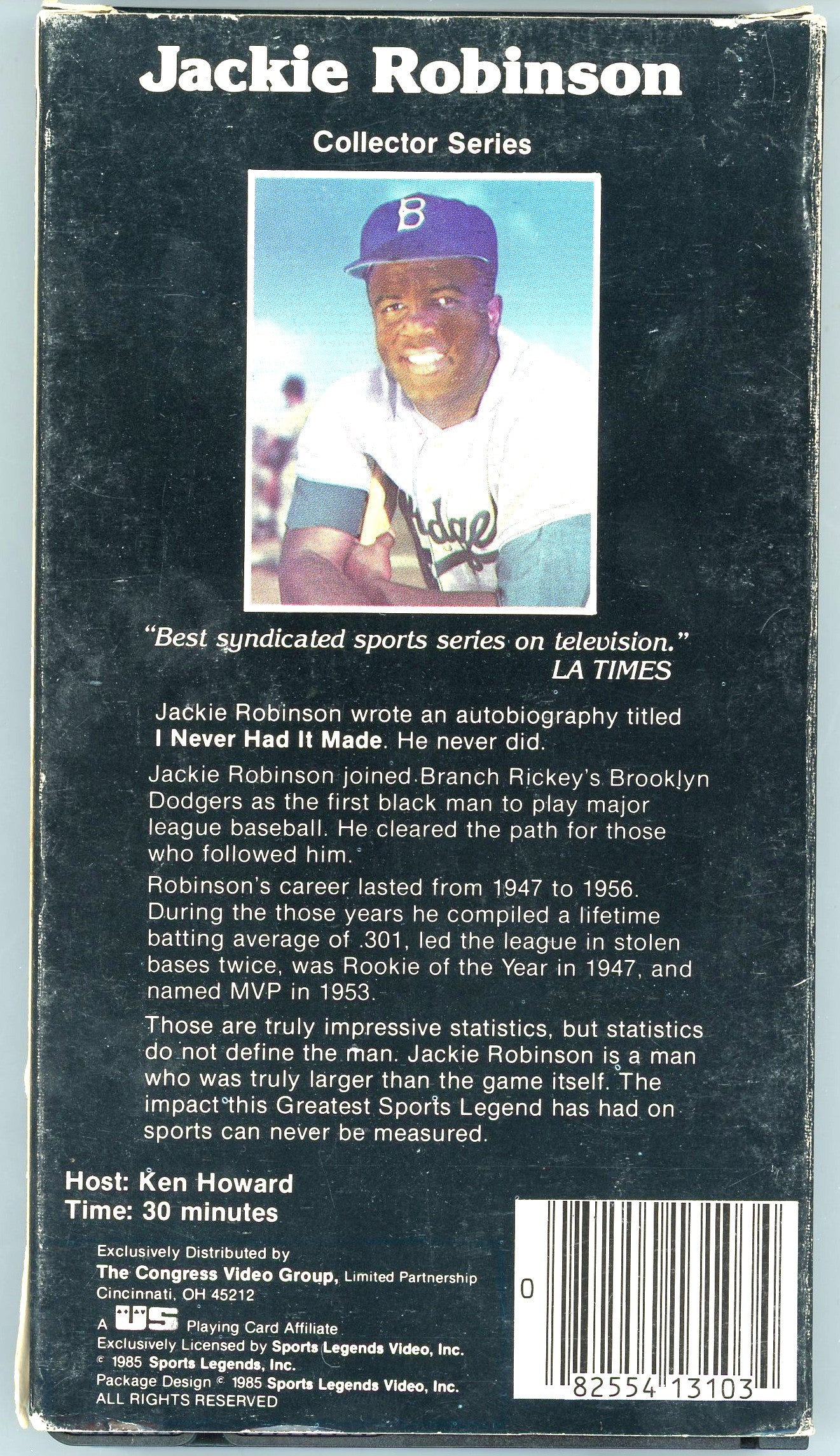 1985 Greatest Sports Legends Jackie Robinson Collector Series Vintqge VHS Tape