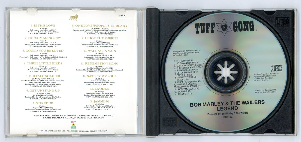 1990 Legend - The Best of Bob Marley and The Wailers (1984) Vintage Remastered Compilation CD