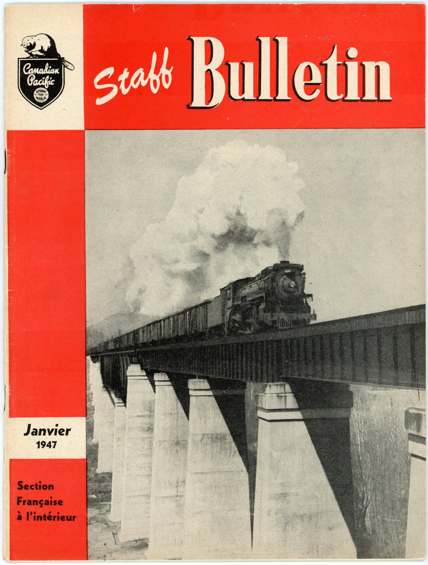 Canadian Pacific Railway Staff Bulletin No. 130 (January, 1947) Vintage Magazine Bilingual