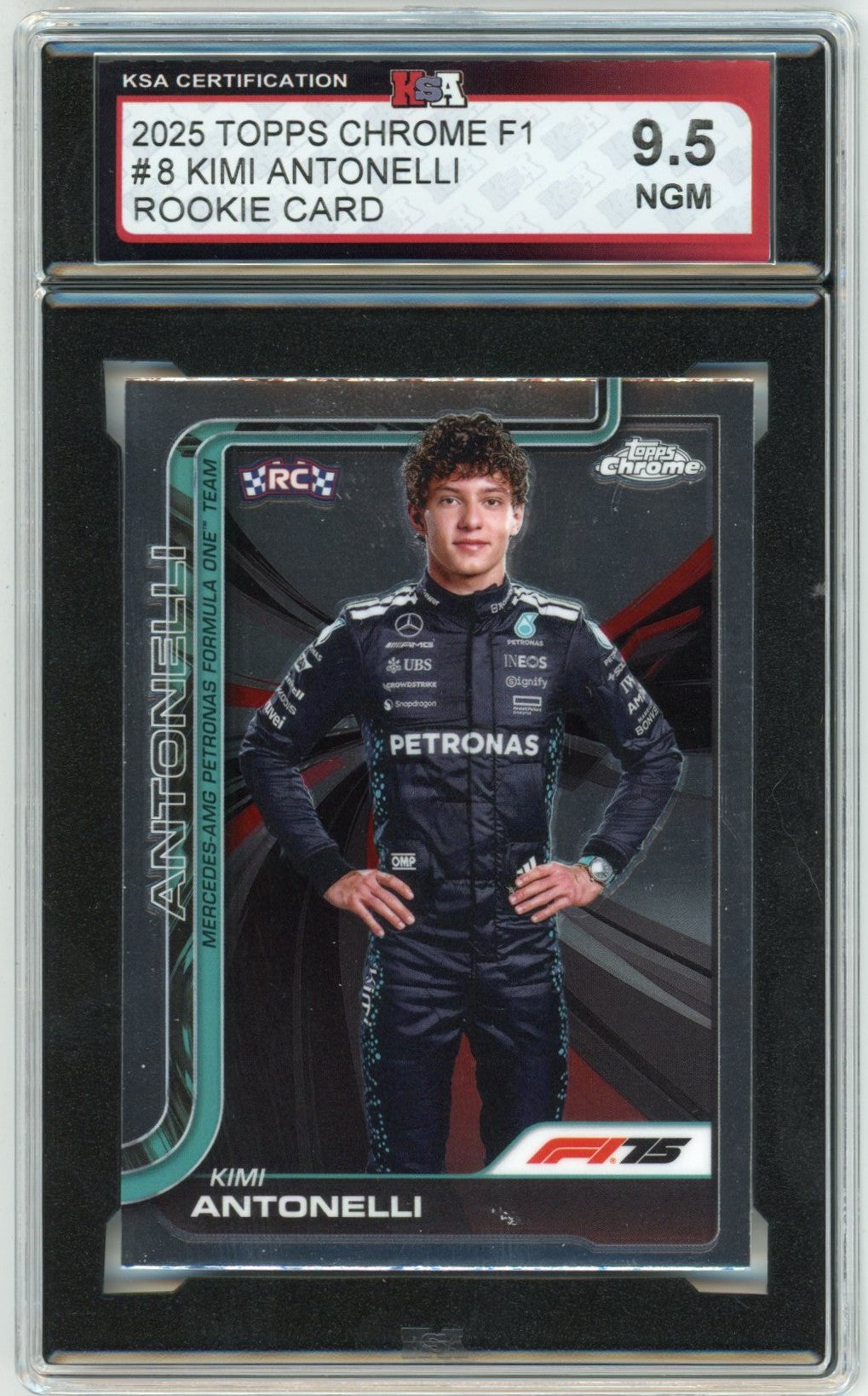 2025 Topps Chrome F1 Formula 1 Kimi Antonelli #8 Graded Rookie Card KSA 9.5